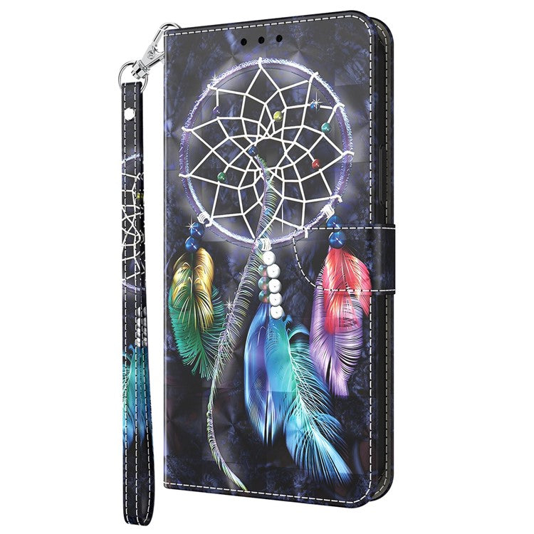 For Honor X8 4G 4G PU Leather 3D Pattern Printing Anti-drop Case Magnetic Clasp Phone Stand Wallet Cover with Strap - Dream Catcher