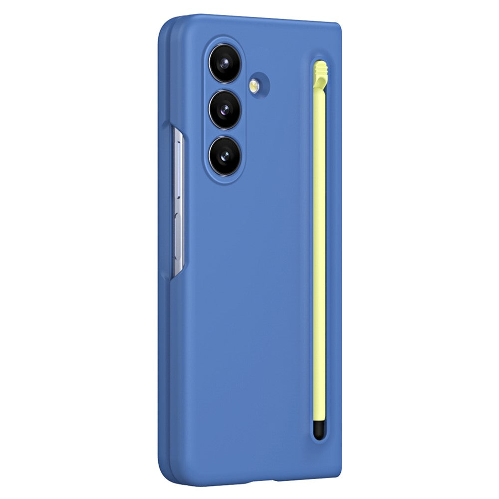 For Samsung Galaxy Z Fold7 5G Phone Case with Tempered Glass Film Hard PC Back Cover with Stylus - Sky Blue