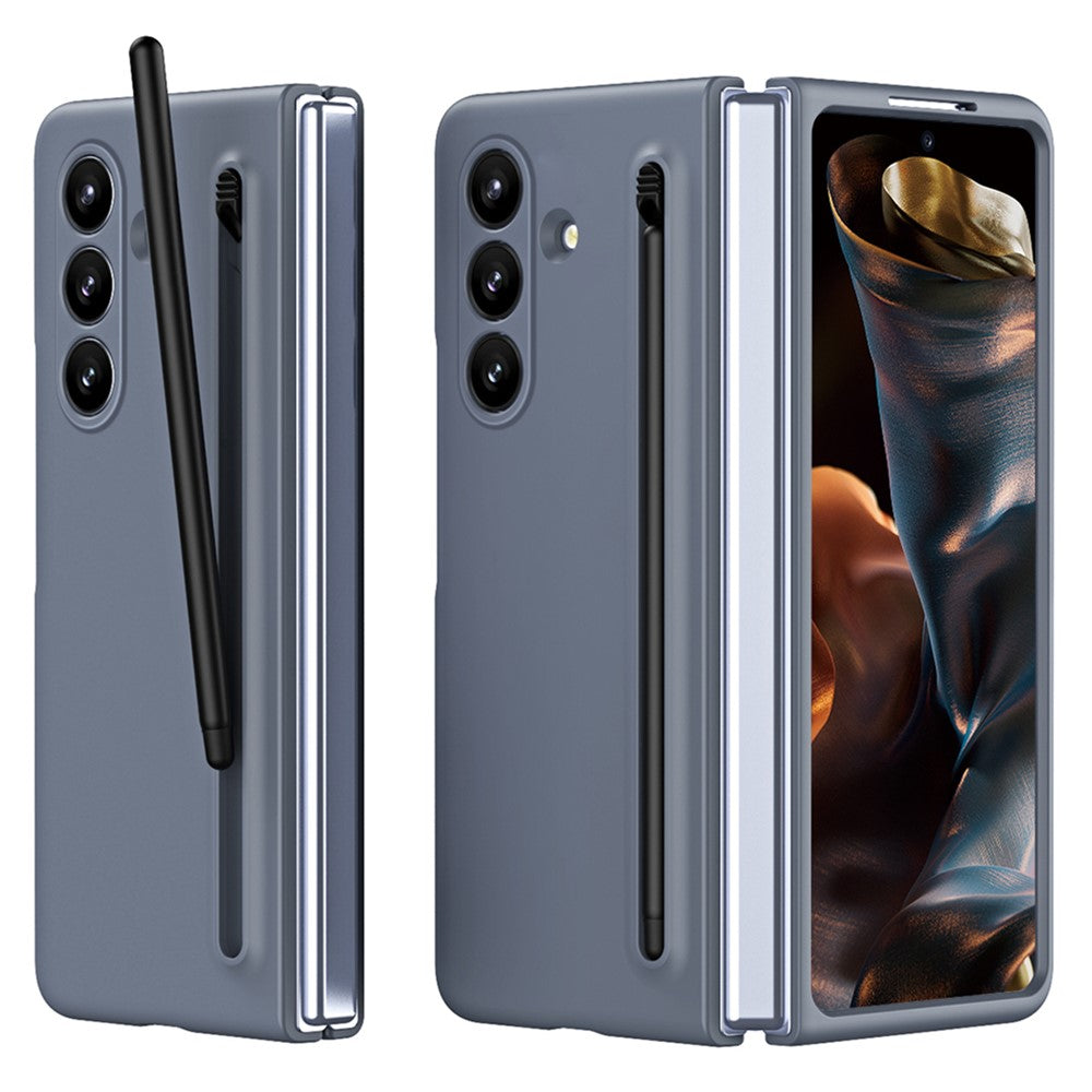 For Samsung Galaxy Z Fold7 5G Phone Case with Tempered Glass Film Hard PC Back Cover with Stylus - Dark Grey