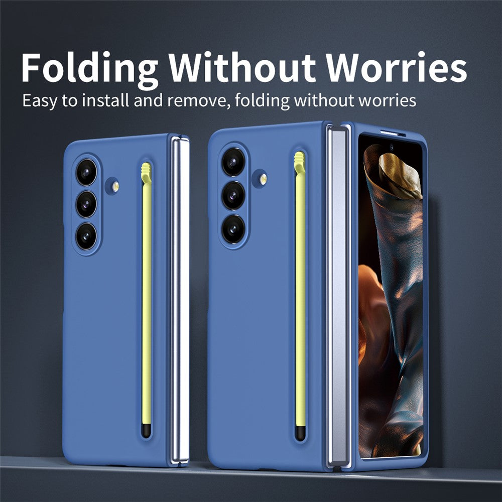 For Samsung Galaxy Z Fold7 5G Case with Stylus Hard PC Phone Back Cover - Sky Blue