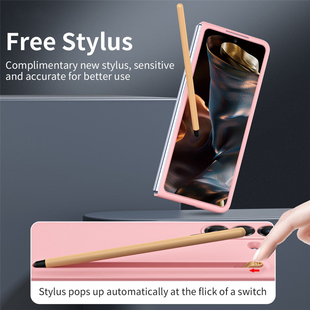 For Samsung Galaxy Z Fold7 5G Case with Stylus Hard PC Phone Back Cover - Pink