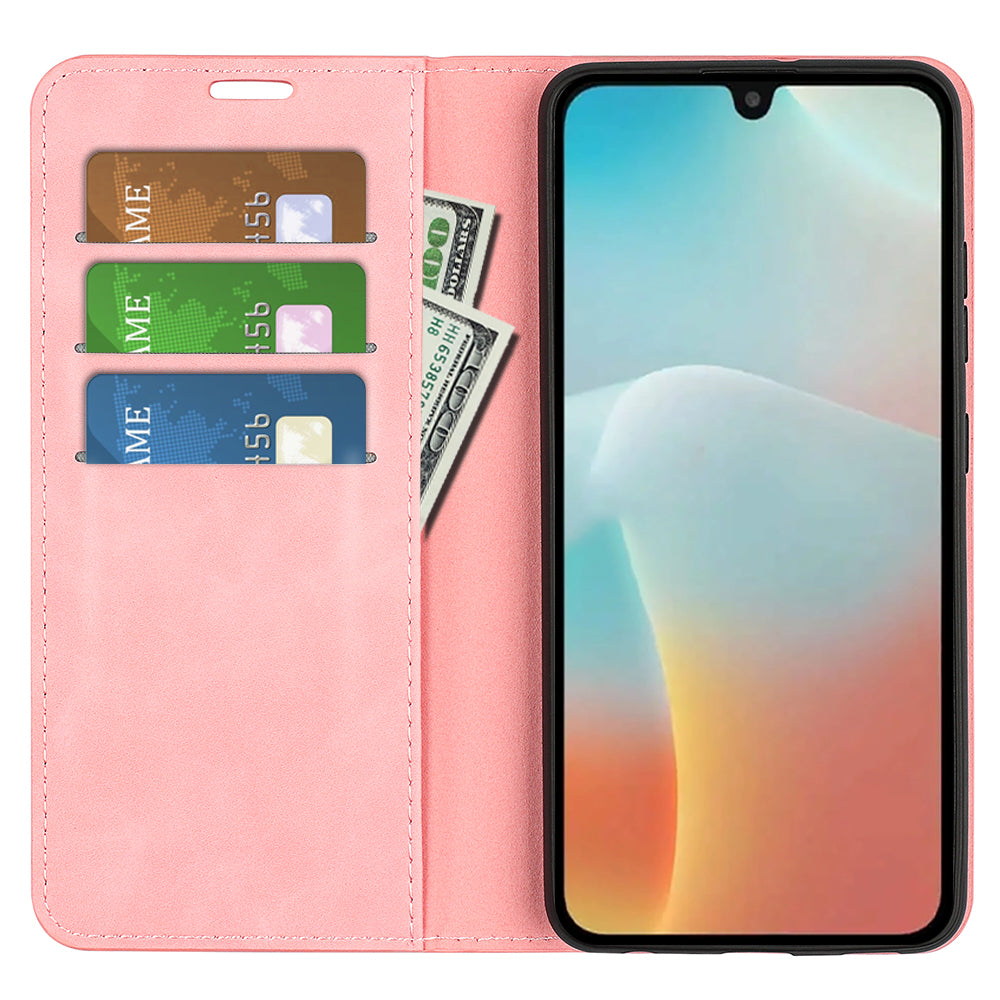 For Samsung Galaxy M16 5G Case Skin Touch Leather Wallet Phone Cover - Pink