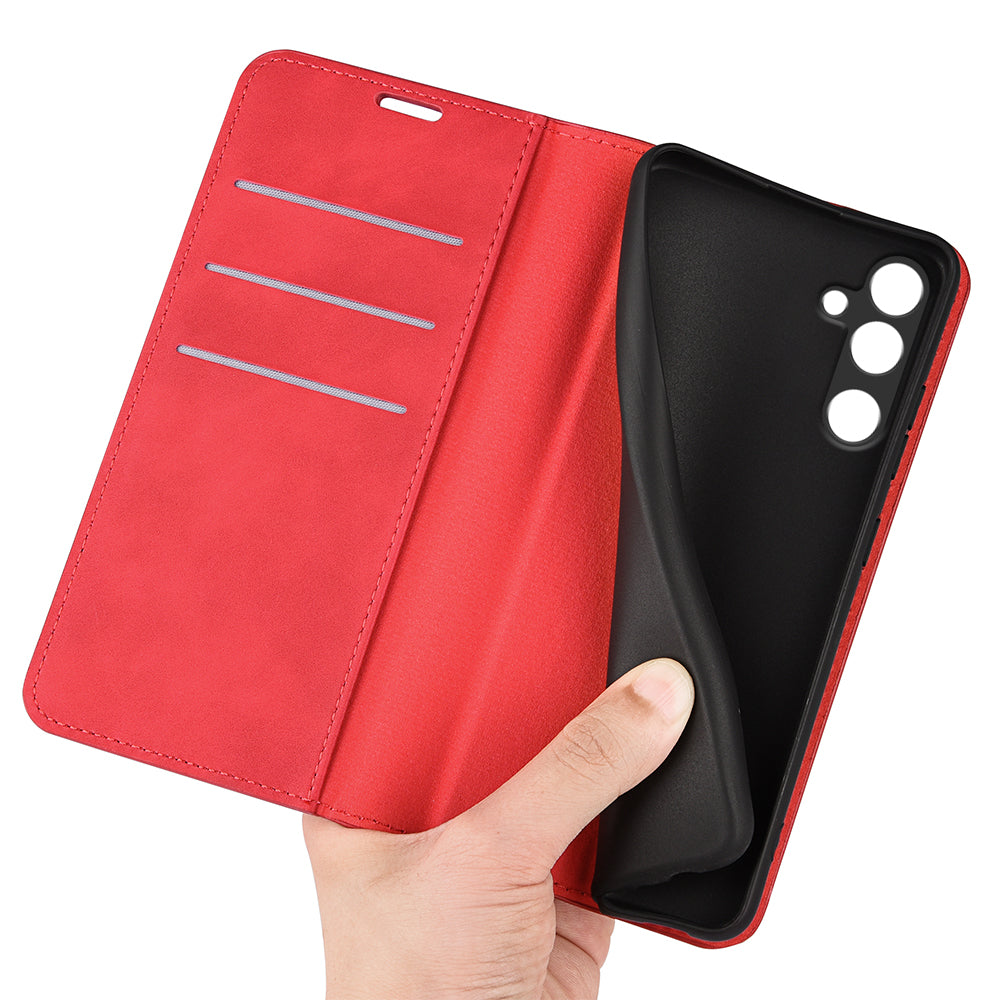 For Samsung Galaxy M16 5G Case Skin Touch Leather Wallet Phone Cover - Red