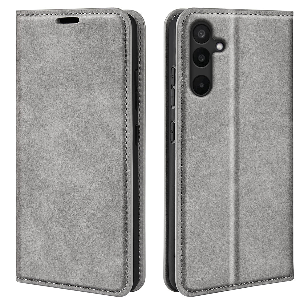 For Samsung Galaxy M16 5G Case Skin Touch Leather Wallet Phone Cover - Grey