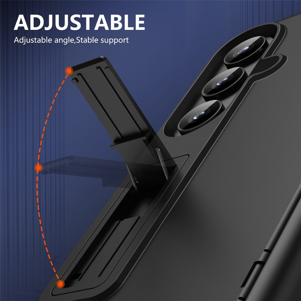 For Samsung Galaxy Z Fold7 5G Case Hard PC Anti-Drop Phone Cover with Kickstand - Black