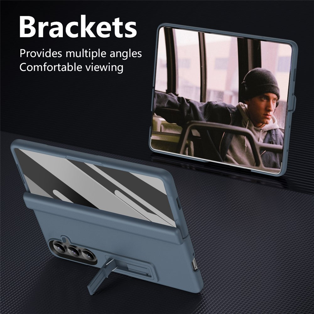 For Samsung Galaxy Z Fold7 5G Case Hard PC Anti-Drop Phone Cover with Kickstand - Grey