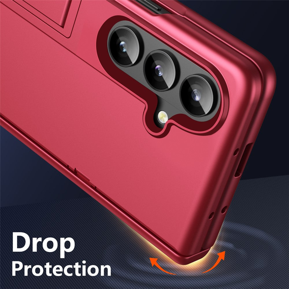 For Samsung Galaxy Z Fold7 5G Case Hard PC Anti-Drop Phone Cover with Kickstand - Red