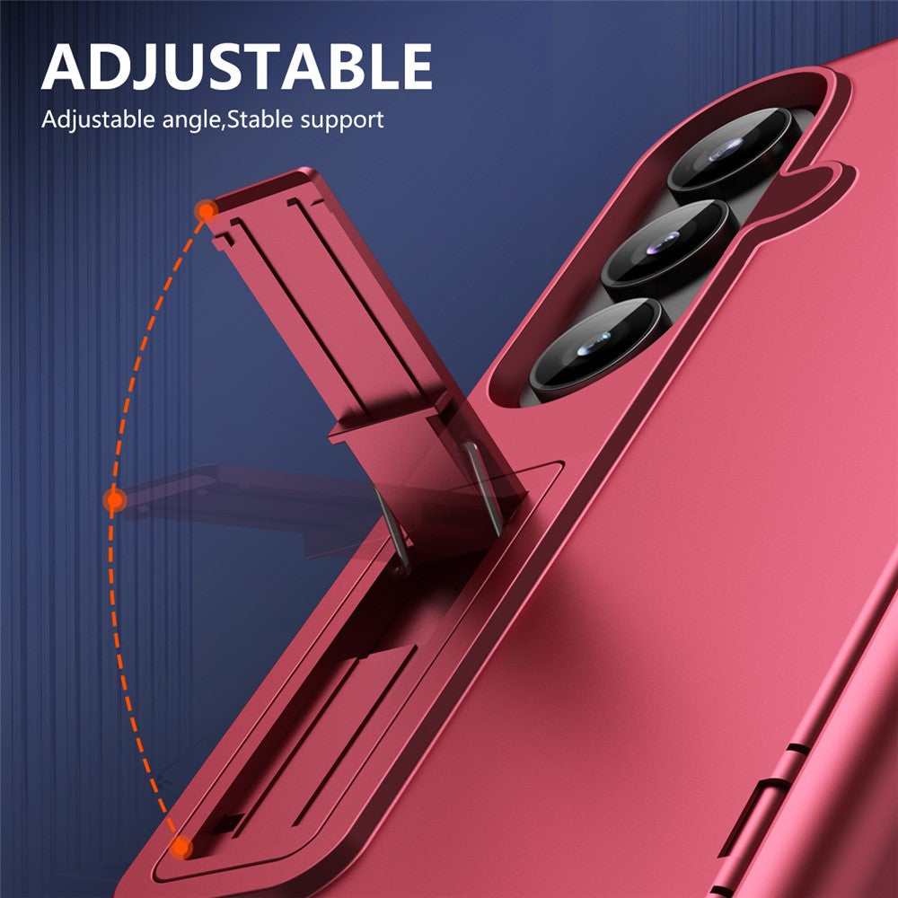 For Samsung Galaxy Z Fold7 5G Case Hard PC Anti-Drop Phone Cover with Kickstand - Red