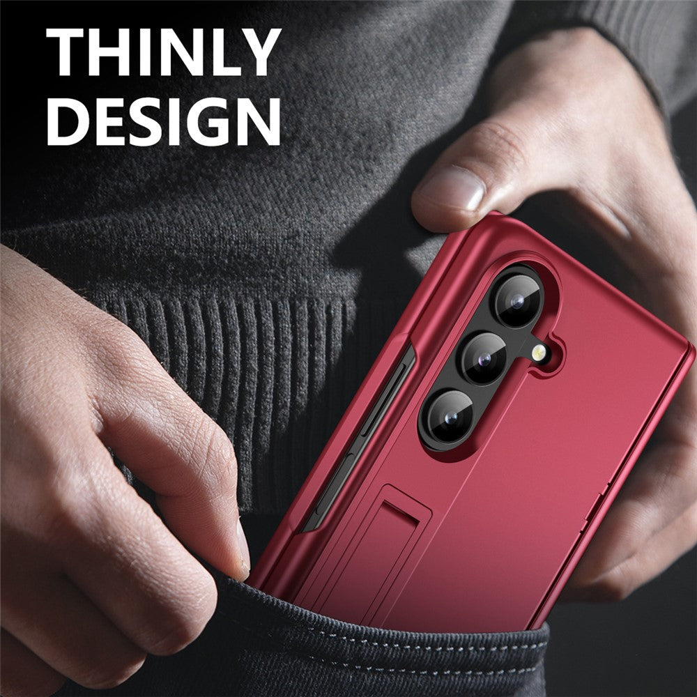 For Samsung Galaxy Z Fold7 5G Case Hard PC Anti-Drop Phone Cover with Kickstand - Red