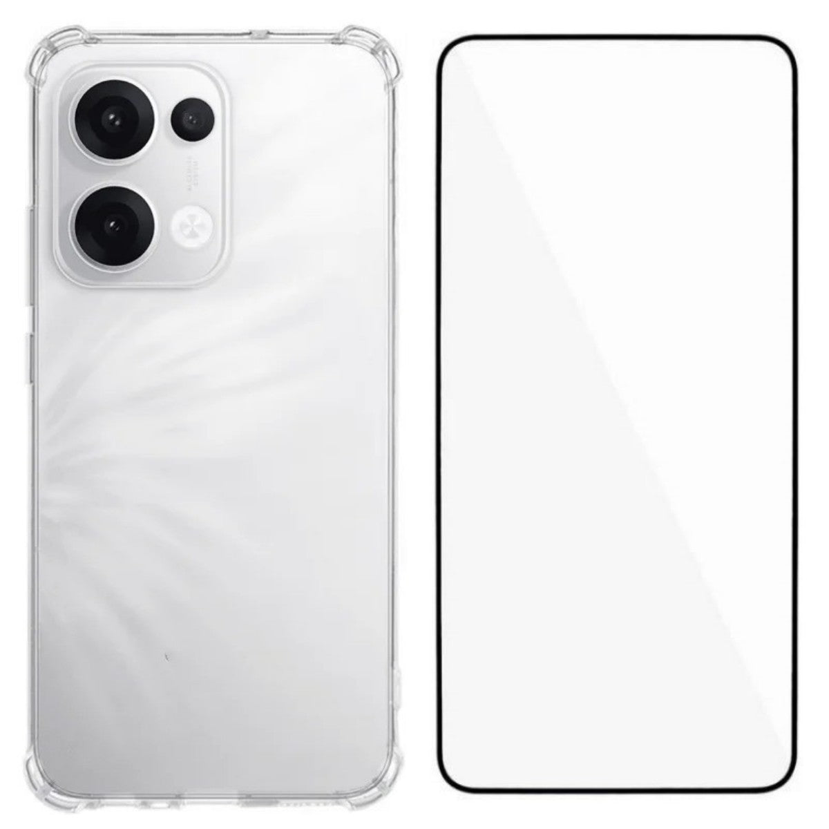 For Oppo Reno13 5G (Global) TPU Case WANLONFENG WL3 Series 1.5mm Phone Cover with Tempered Glass Film - Transparent
