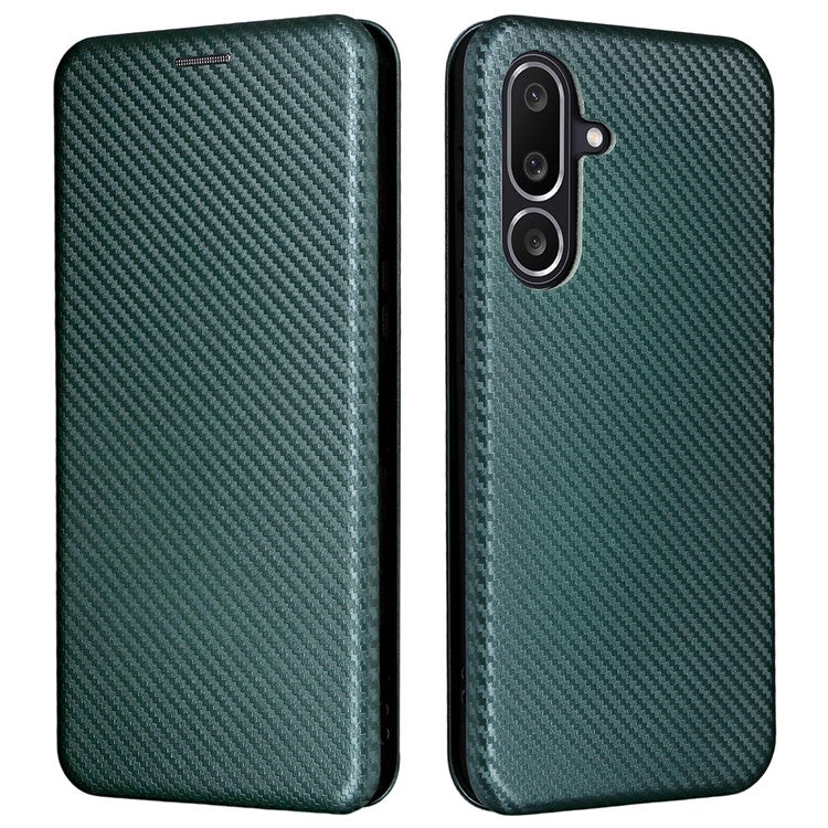 For Samsung Galaxy M56 5G Case Carbon Fiber Texture Drop-Proof PU Leather Phone Cover - Green