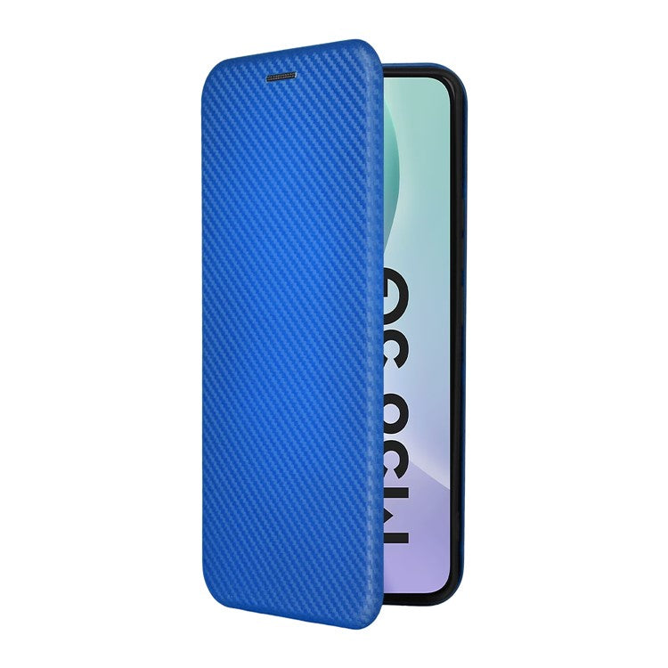 For Samsung Galaxy M56 5G Case Carbon Fiber Texture Drop-Proof PU Leather Phone Cover - Blue