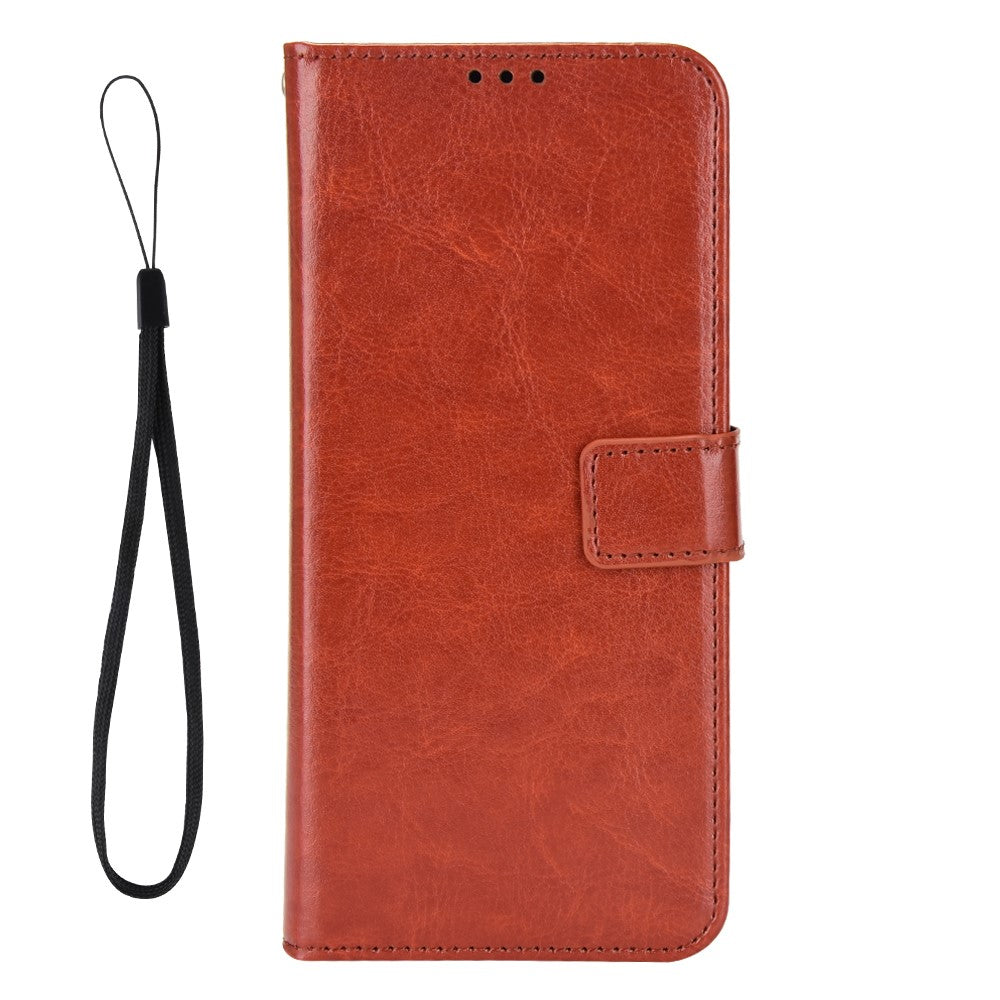 For Oppo Reno14 Pro 5G (Global) PU Leather Case with Strap Crazy Horse Texture Phone Wallet Cover - Brown