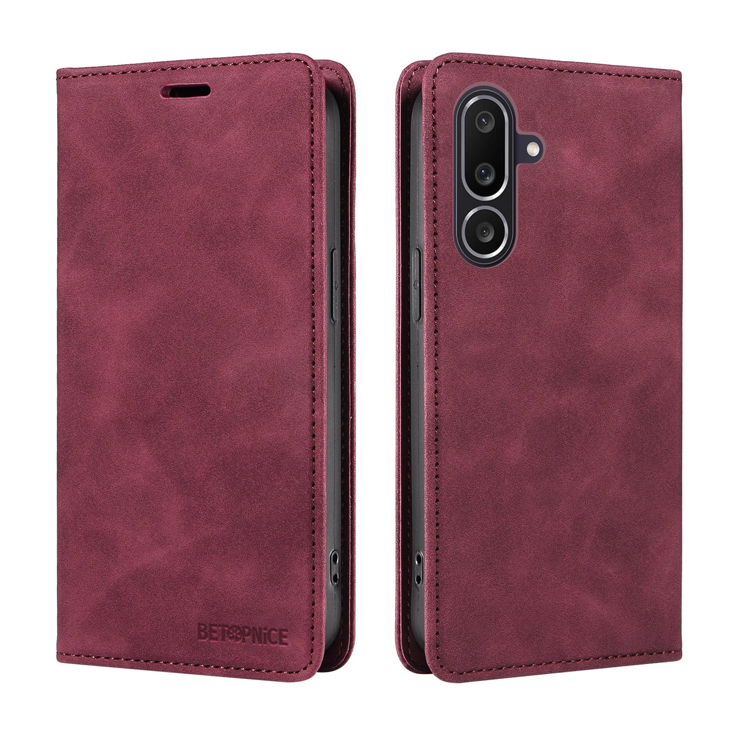 For Samsung Galaxy M56 5G Case BETOPNICE Magnetic Closure RFID Blocking Wallet Stand Leather Phone Cover - Red