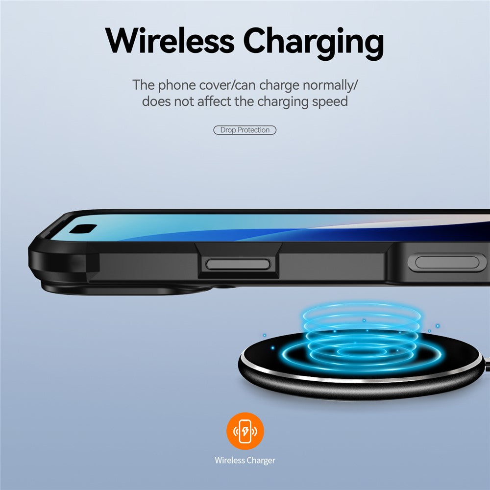 For iPhone 17 Pro Max Case Alloy Lens Frame PC + TPU Anti-Drop Phone Cover - Black