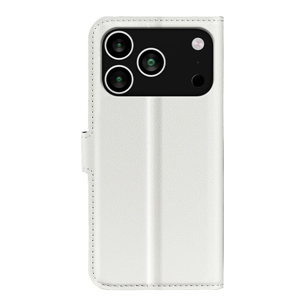 For iPhone 17 Pro Max Case Litchi Texture Shockproof Leather Wallet Phone Cover - White
