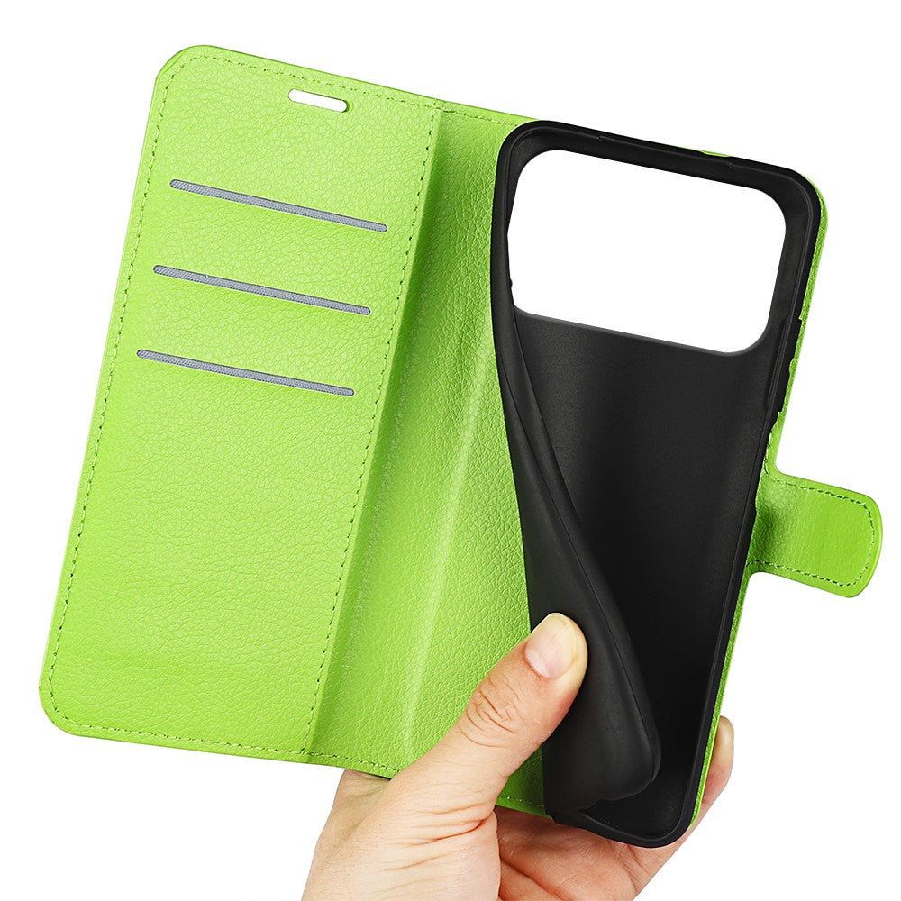 For iPhone 17 Pro Max Case Litchi Texture Shockproof Leather Wallet Phone Cover - Green