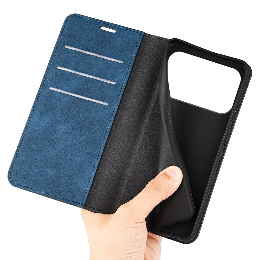For iPhone 17 Pro Max Case Skin Touch Leather Wallet Phone Cover - Blue