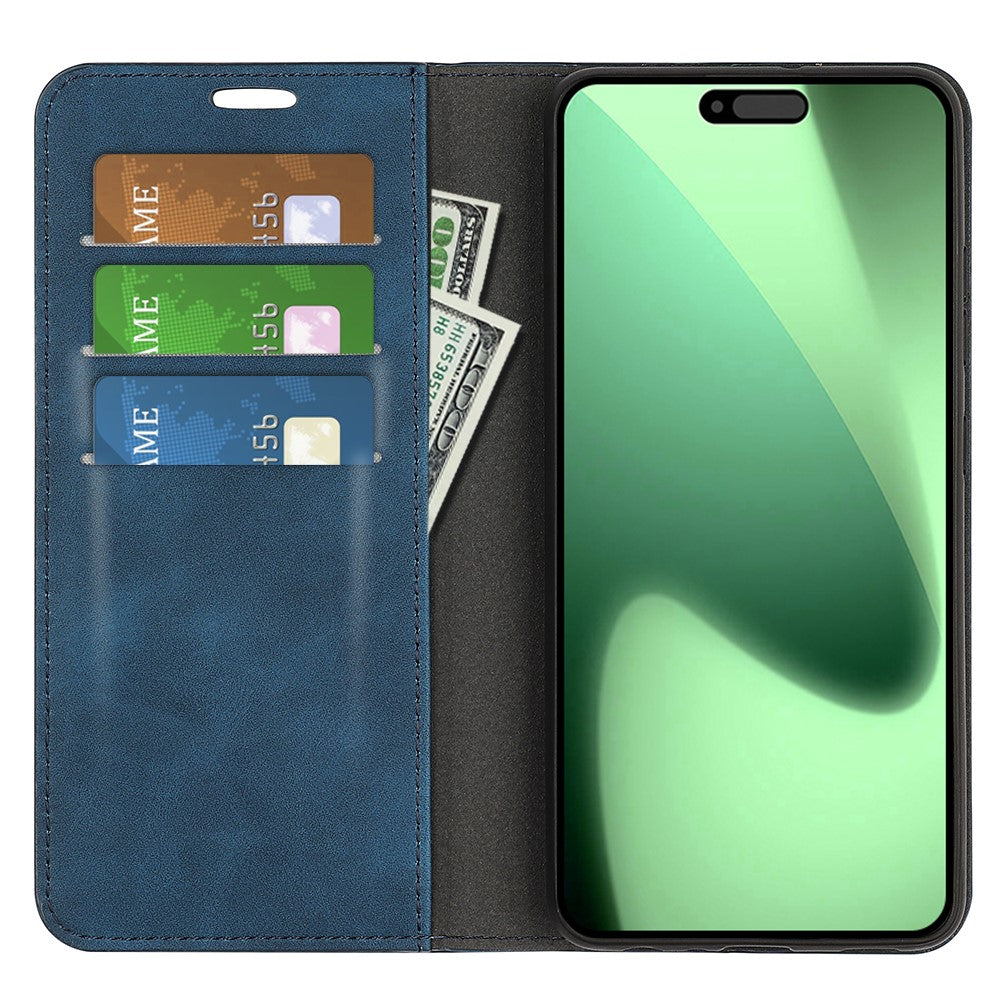 For iPhone 17 Pro Max Case Skin Touch Leather Wallet Phone Cover - Blue
