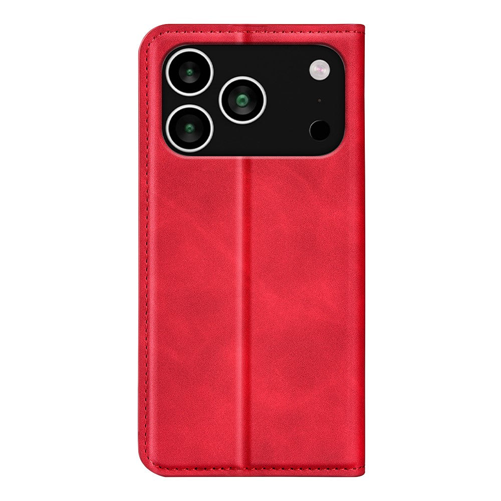 For iPhone 17 Pro Max Case Skin Touch Leather Wallet Phone Cover - Red