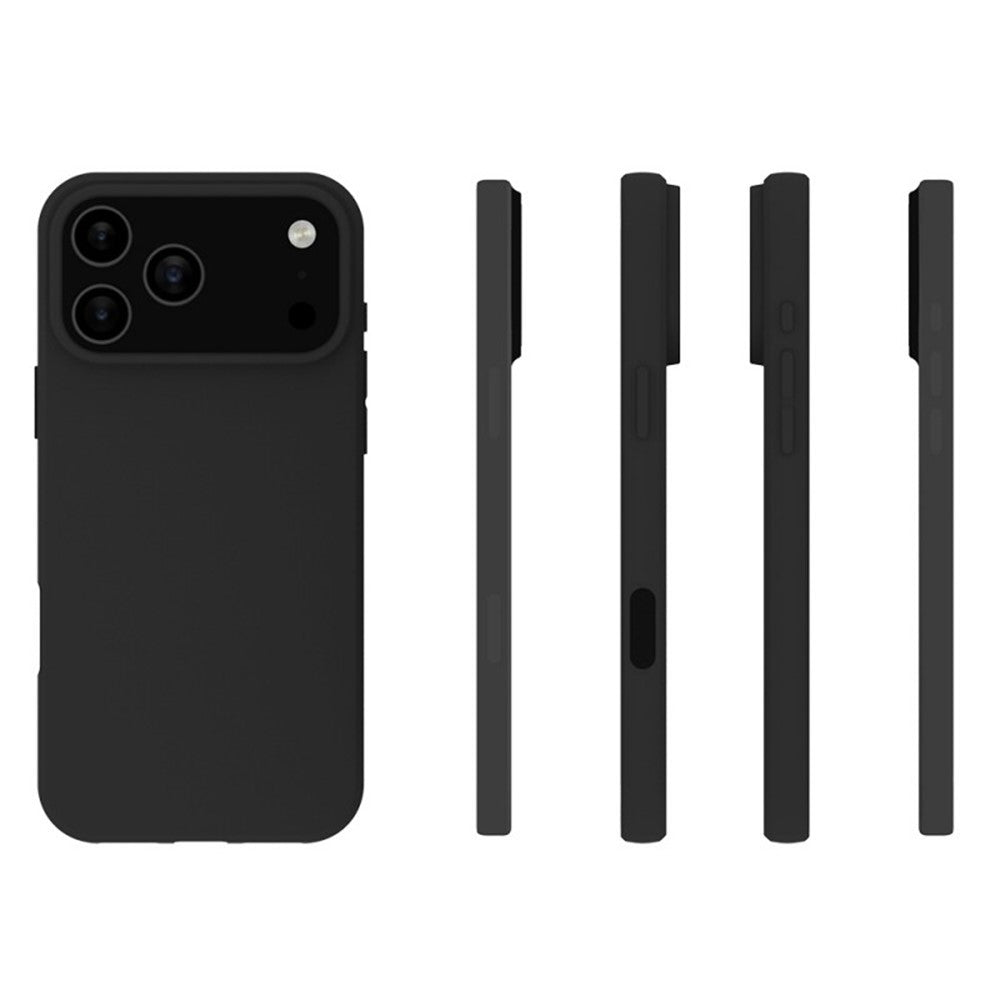 For iPhone 17 Pro Max TPU Case WANLONFENG MS Series Matte Back Cover with Tempered Glass (Big Hole Lens) - Black