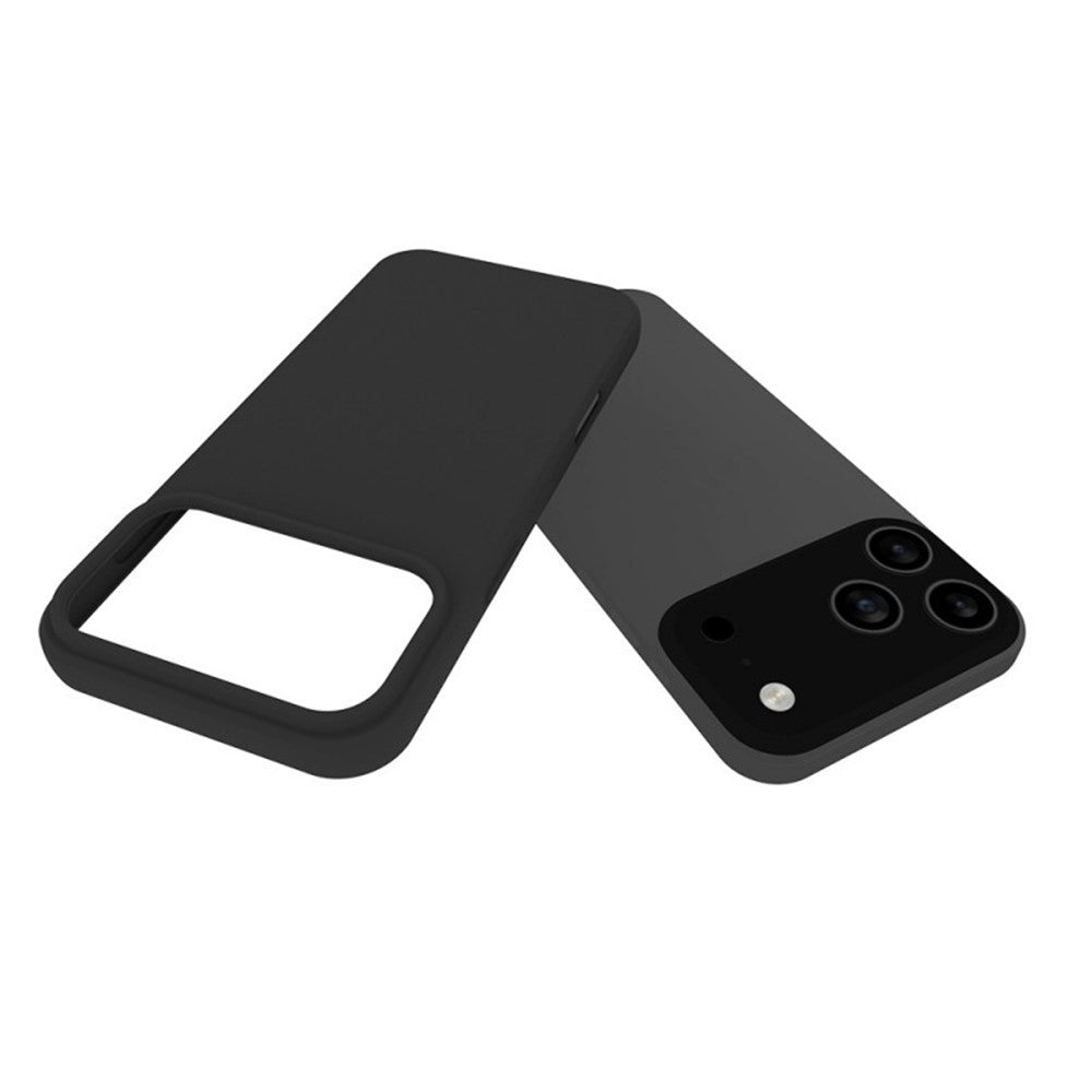 For iPhone 17 Pro Max TPU Case WANLONFENG MS Series Matte Back Cover with Tempered Glass (Big Hole Lens) - Black