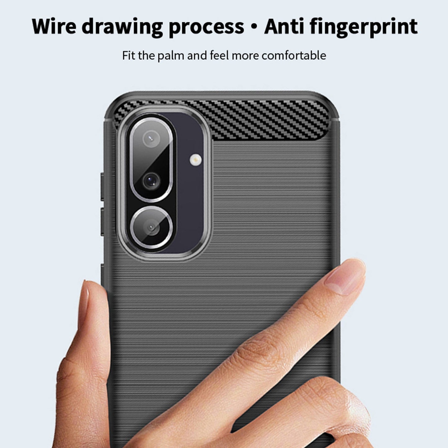 For Samsung Galaxy M56 5G Back Cover MOFI Brushed Texture Carbon Fiber Soft TPU Case - Blue