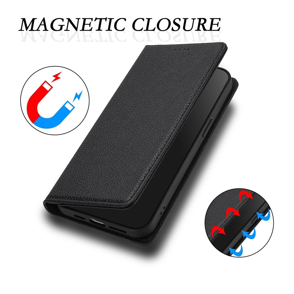 For iPhone 17 Pro Max Wallet Case RFID Blocking Litchi Texture Leather Mobile Cover - Black