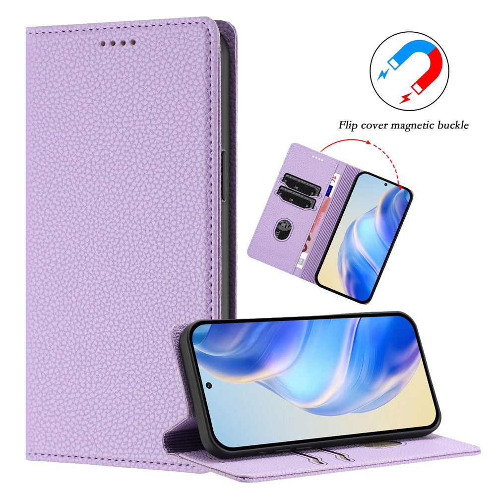 For iPhone 17 Pro Max Wallet Case RFID Blocking Litchi Texture Leather Mobile Cover - Light Purple