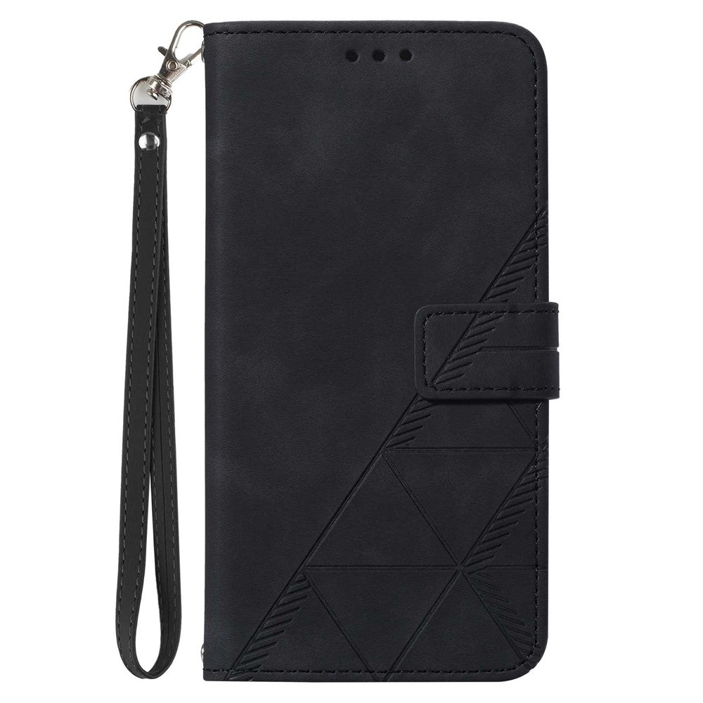 For iPhone 17 Pro Max Leather Case with Hand Strap Wallet Stand Phone Cover - Black