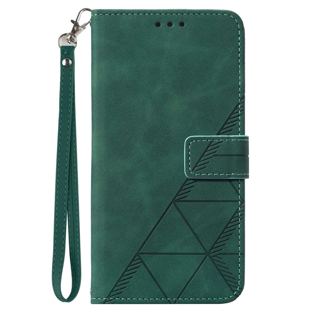 For iPhone 17 Pro Max Leather Case with Hand Strap Wallet Stand Phone Cover - Blackish Green