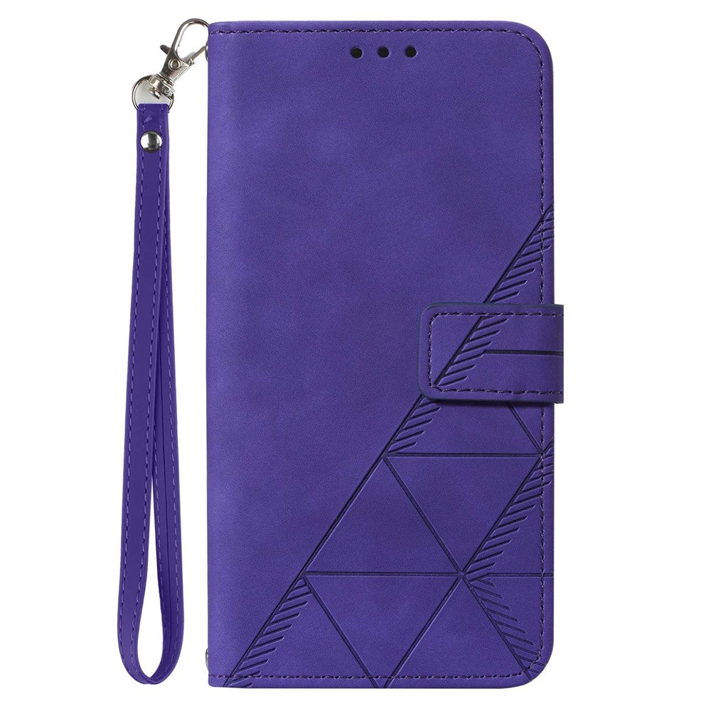 For iPhone 17 Pro Max Leather Case with Hand Strap Wallet Stand Phone Cover - Purple