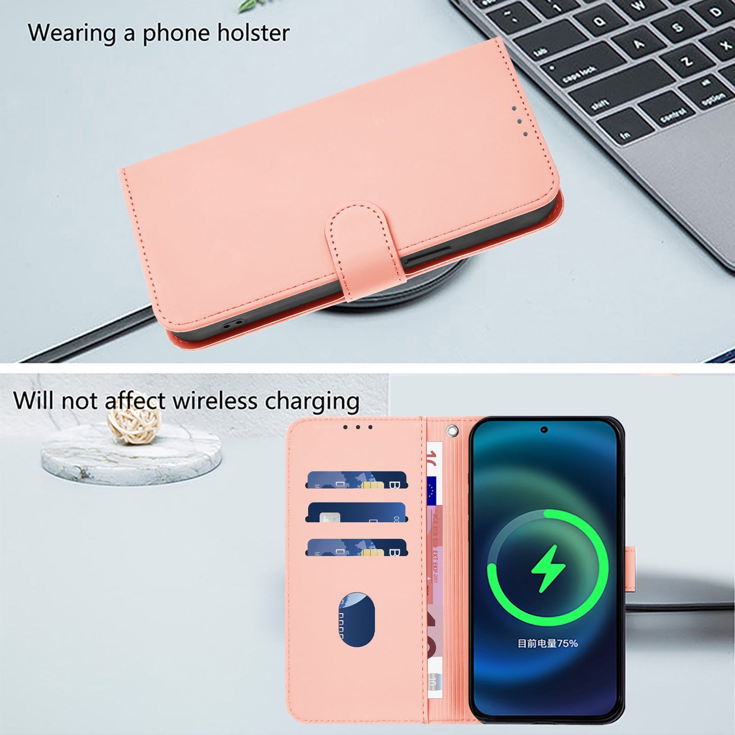 For Samsung Galaxy M16 5G / Galaxy F16 5G Case Solid Color Wallet Leather Phone Cover with Strap - Pink