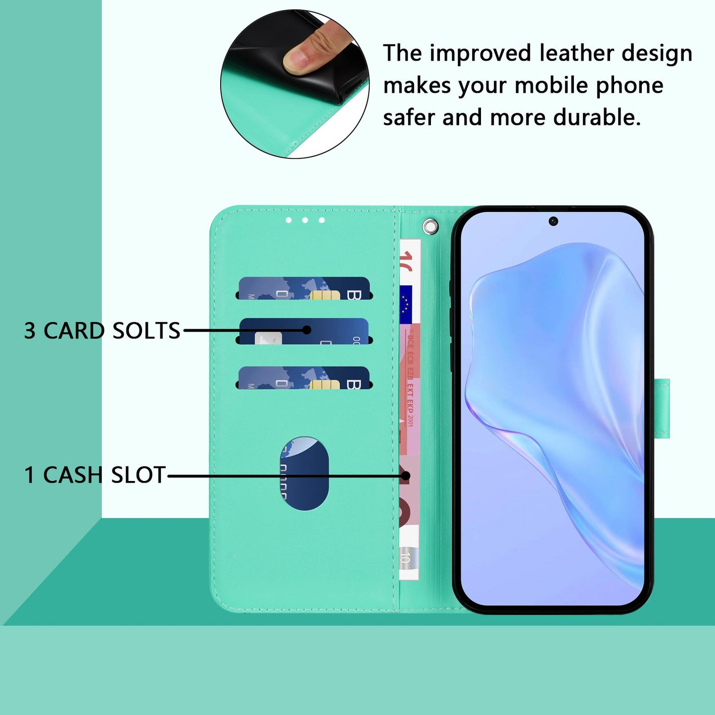 For Samsung Galaxy M16 5G / Galaxy F16 5G Case Solid Color Wallet Leather Phone Cover with Strap - Green