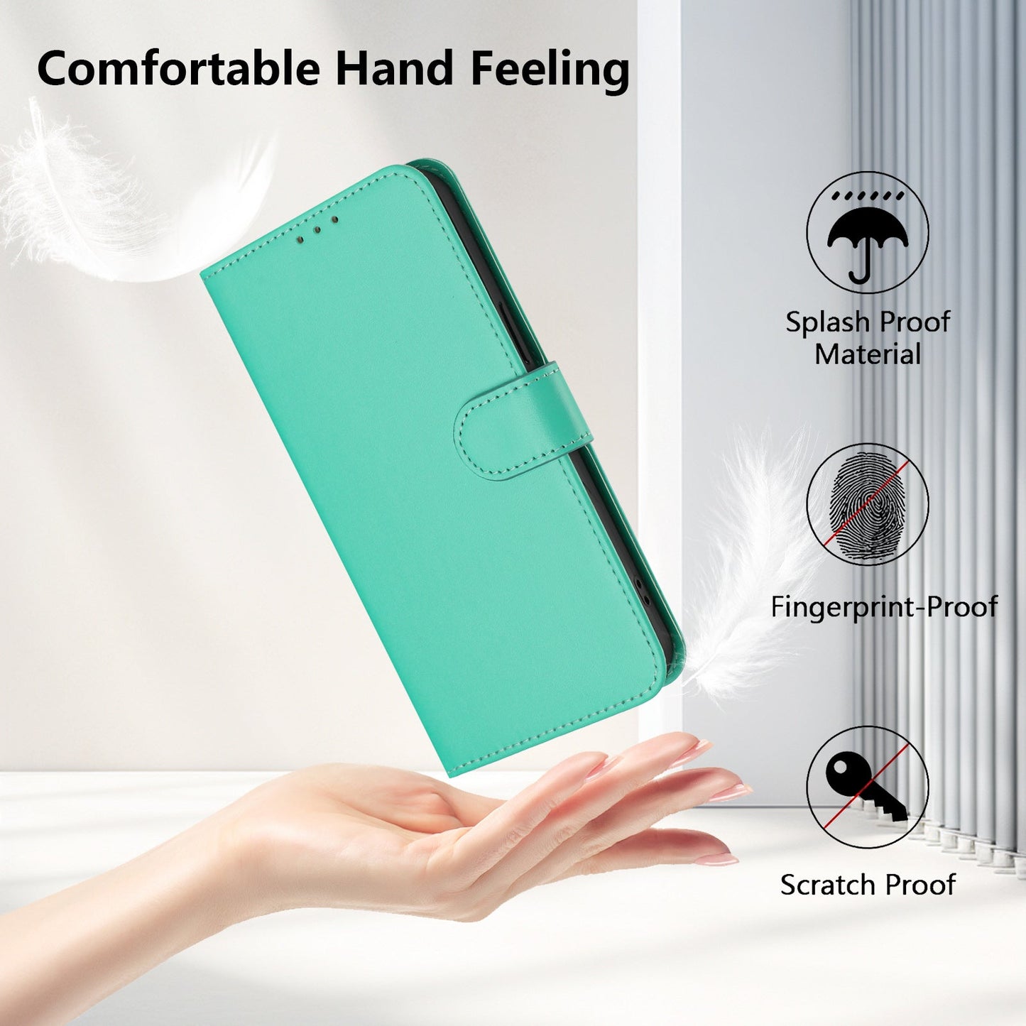 For Samsung Galaxy M16 5G / Galaxy F16 5G Case Solid Color Wallet Leather Phone Cover with Strap - Green