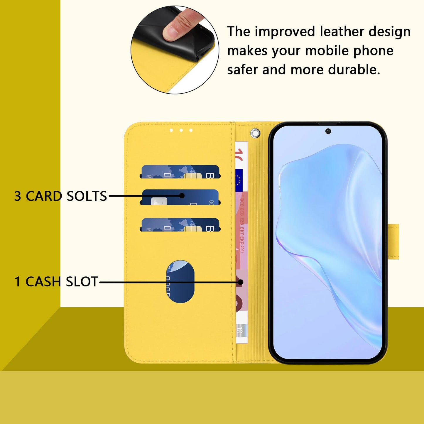 For Samsung Galaxy M16 5G / Galaxy F16 5G Case Solid Color Wallet Leather Phone Cover with Strap - Lemon
