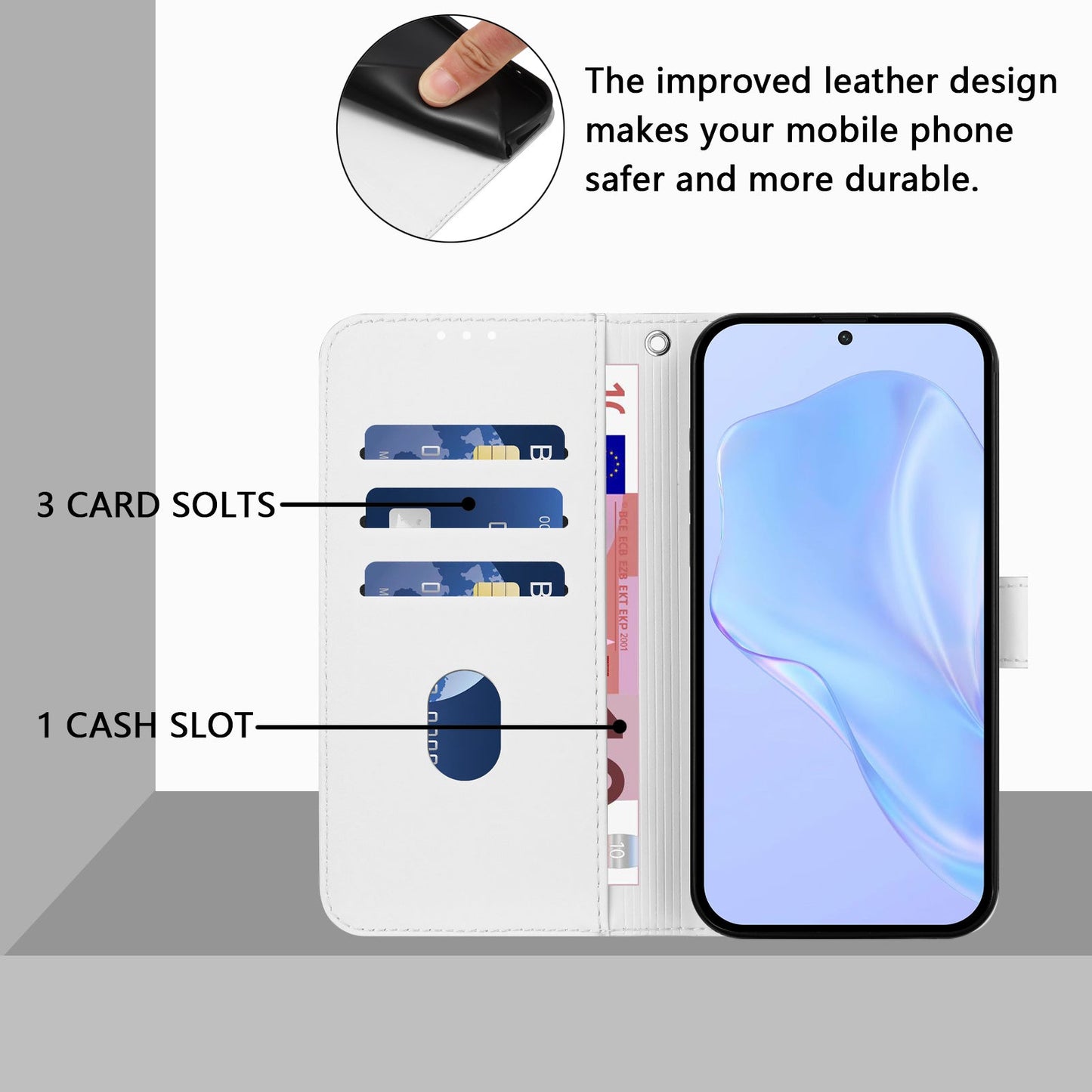 For Samsung Galaxy M16 5G / Galaxy F16 5G Case Solid Color Wallet Leather Phone Cover with Strap - White