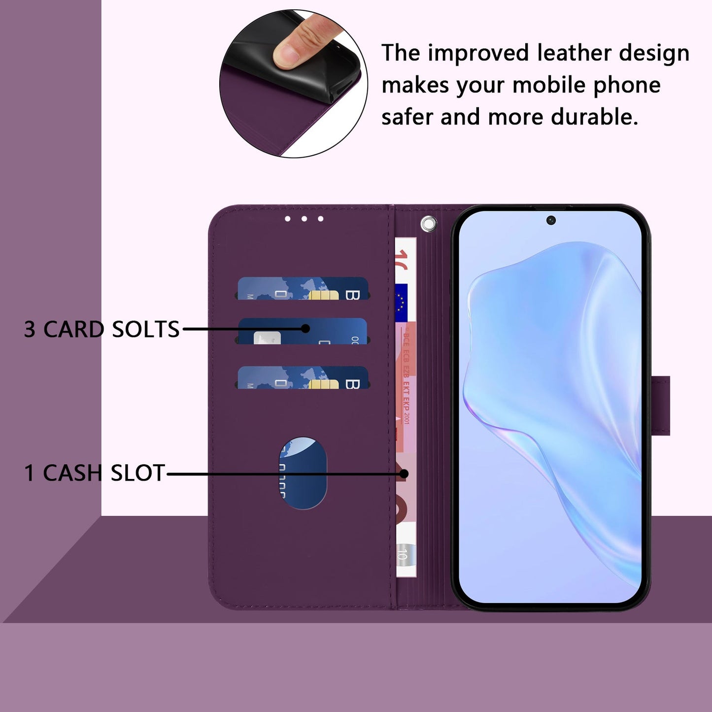 For Samsung Galaxy M16 5G / Galaxy F16 5G Case Solid Color Wallet Leather Phone Cover with Strap - Voilet