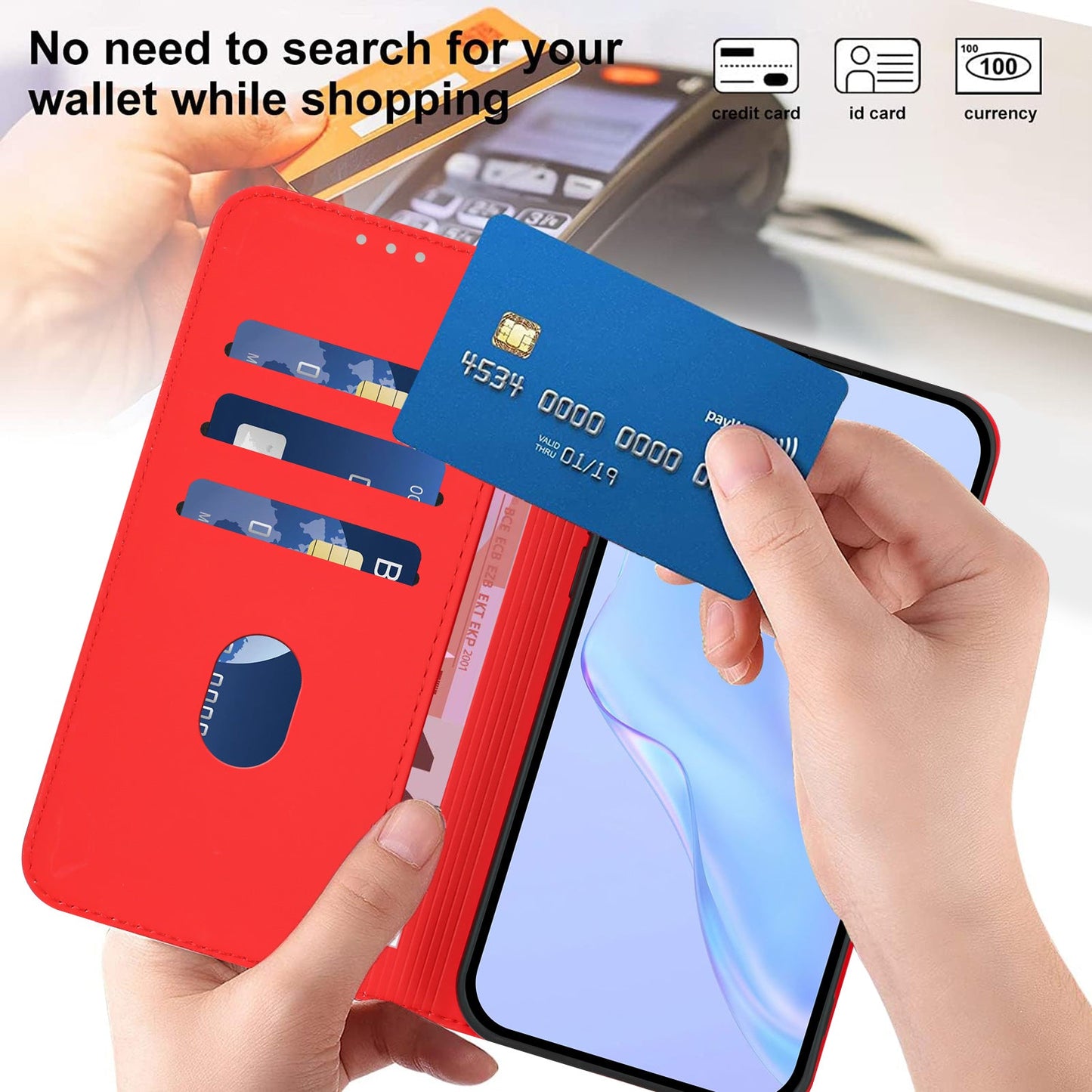 For Samsung Galaxy M16 5G / Galaxy F16 5G Case Solid Color Wallet Leather Phone Cover with Strap - Bright Red