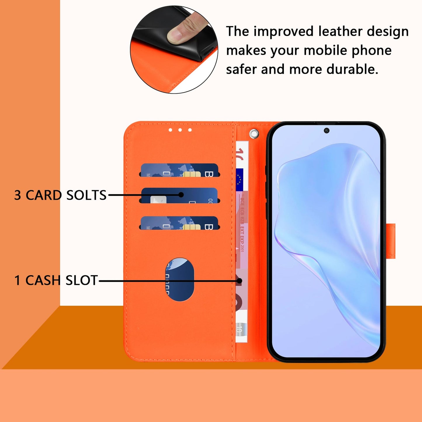 For Samsung Galaxy M16 5G / Galaxy F16 5G Case Solid Color Wallet Leather Phone Cover with Strap - Orange