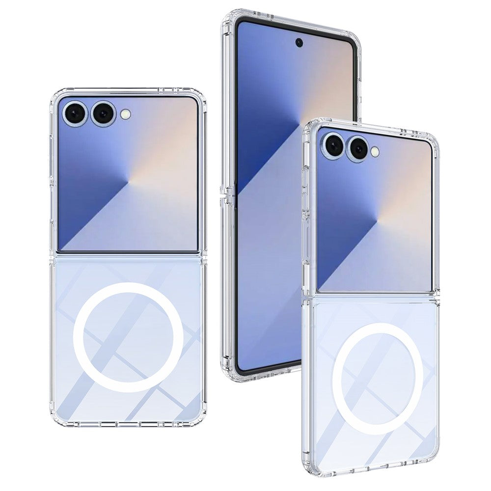 For Samsung Galaxy Z Flip7 5G Clear Phone Case Compatible with MagSafe TPU+Acrylic Back Cover - Clear