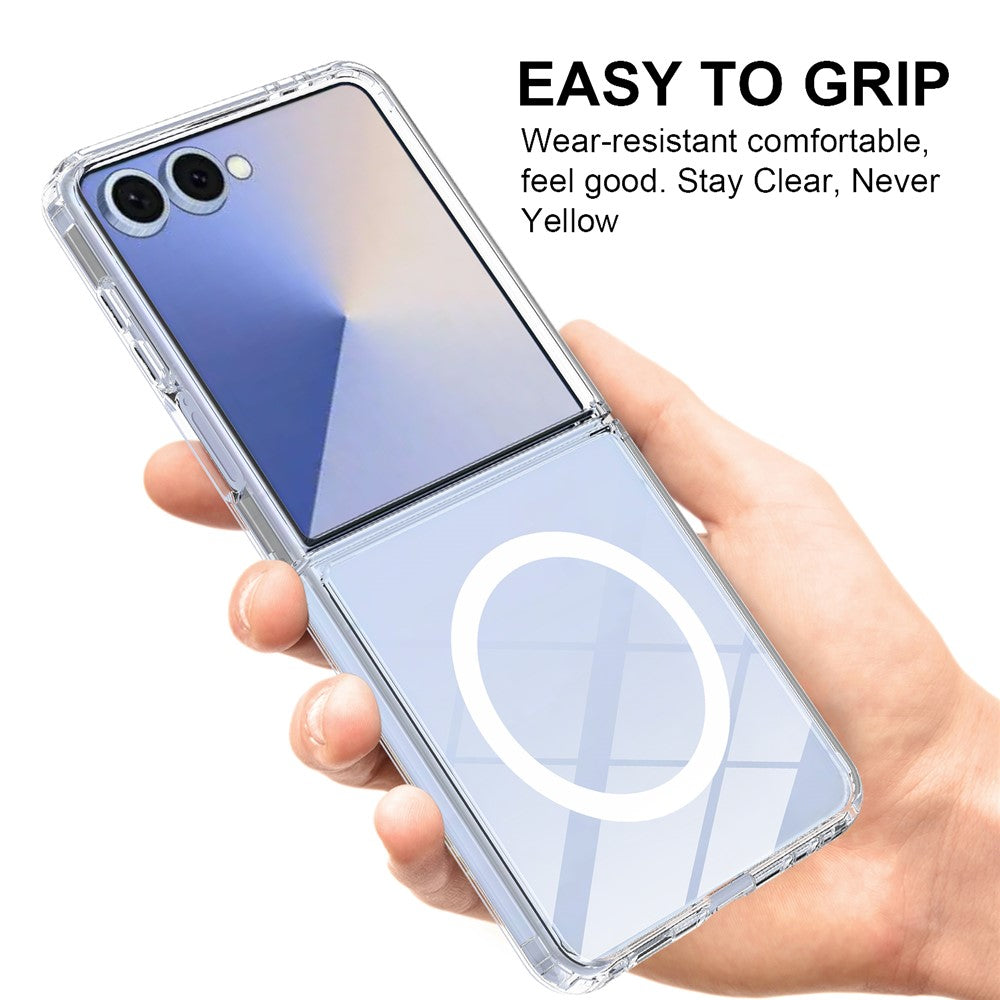 For Samsung Galaxy Z Flip7 5G Clear Phone Case Compatible with MagSafe TPU+Acrylic Back Cover - Clear