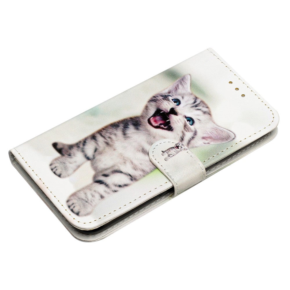 For iPhone 17 Pro Max Wallet Case Printed Pattern Design Leather Phone Cover - Cat