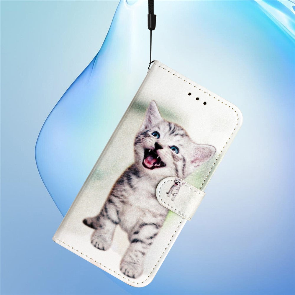 For iPhone 17 Pro Max Wallet Case Printed Pattern Design Leather Phone Cover - Cat