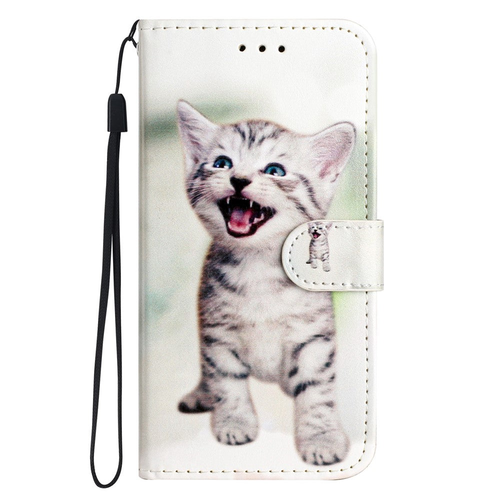 For iPhone 17 Pro Max Wallet Case Printed Pattern Design Leather Phone Cover - Cat