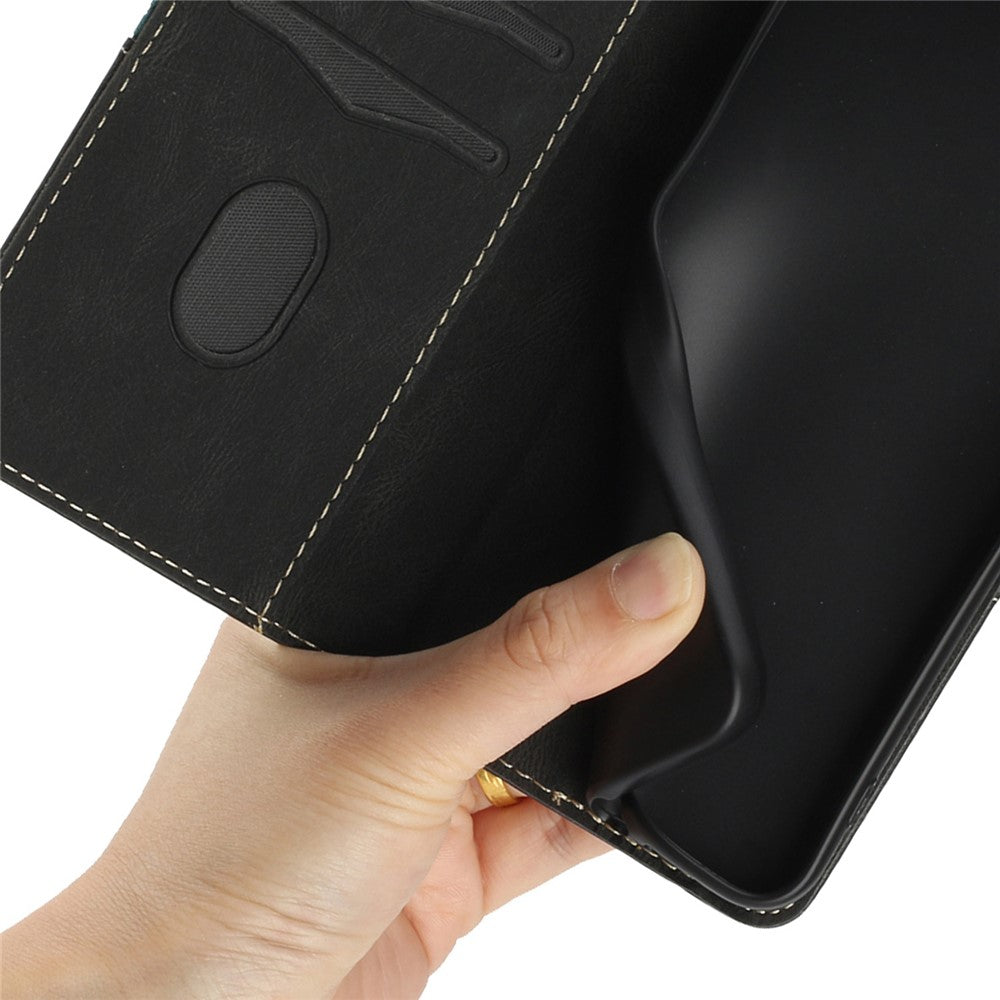 For iPhone 17 Pro Max Case Grid Splicing Stand Wallet Leather Phone Cover - Black