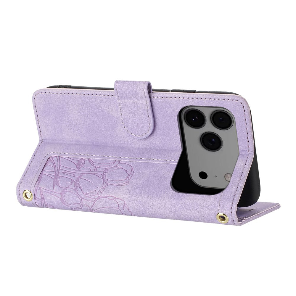 For iPhone 17 Pro Max Case Tulip Leather Phone Cover with 5 Card Slots Wallet - Purple