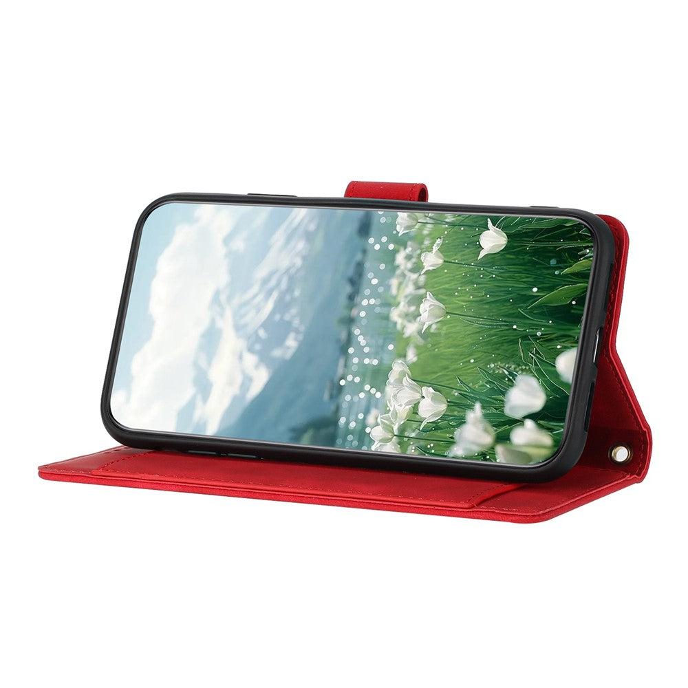 For iPhone 17 Pro Max Case Tulip Leather Phone Cover with 5 Card Slots Wallet - Red