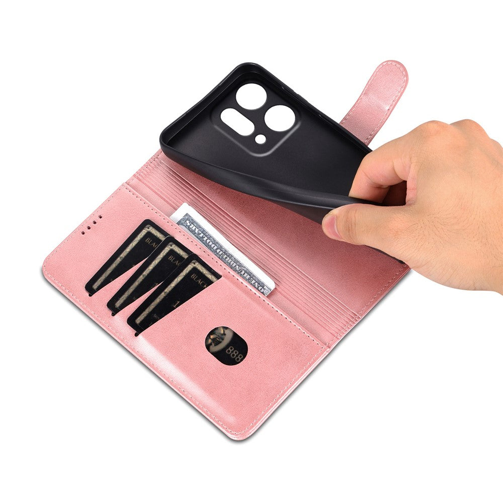 AZNS For Oppo Reno14 5G (Global) Case PU Leather Wallet Phone Cover - Rose Gold