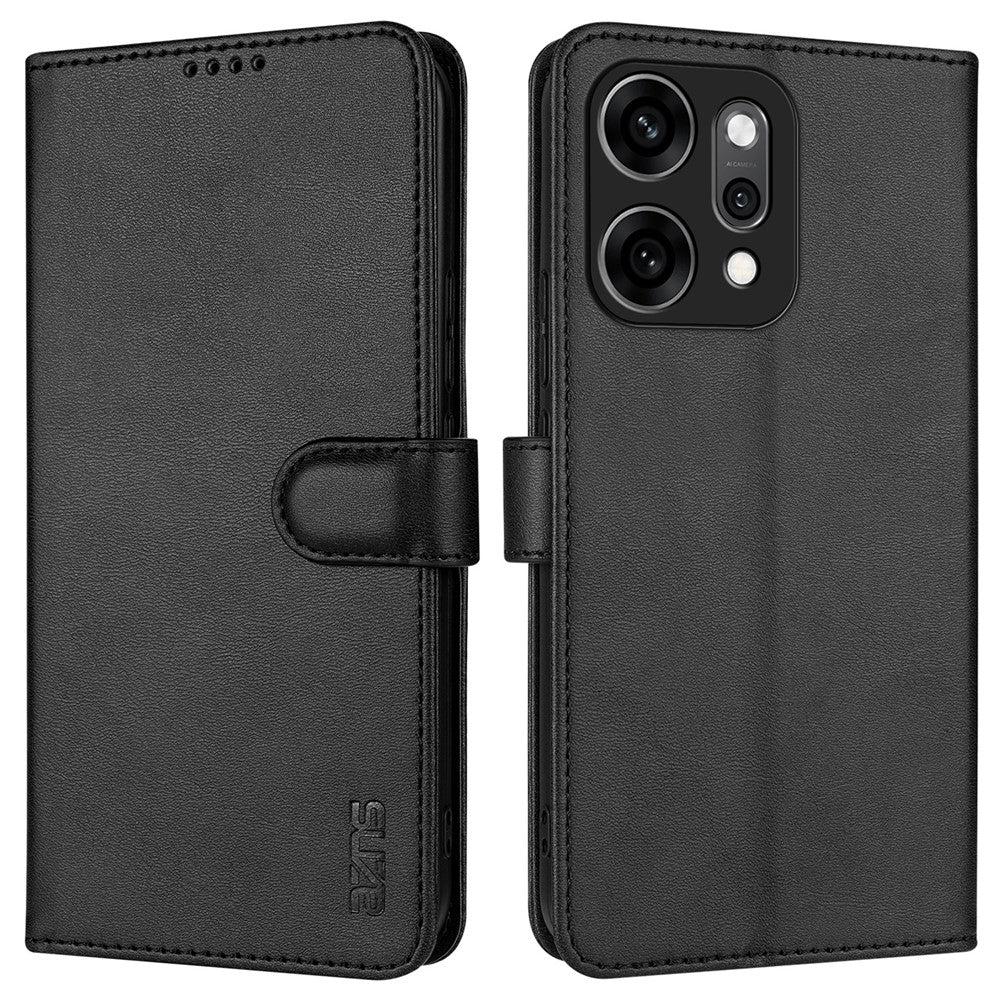AZNS For Oppo Reno14 Pro 5G (Global) Case PU Leather Wallet Phone Cover - Black